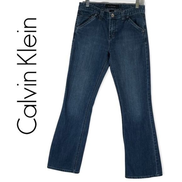 Calvin Klein Mid Rise Medium Wash Boho Festival Boot Cut Jeans Size 6 - Picture 1 of 10